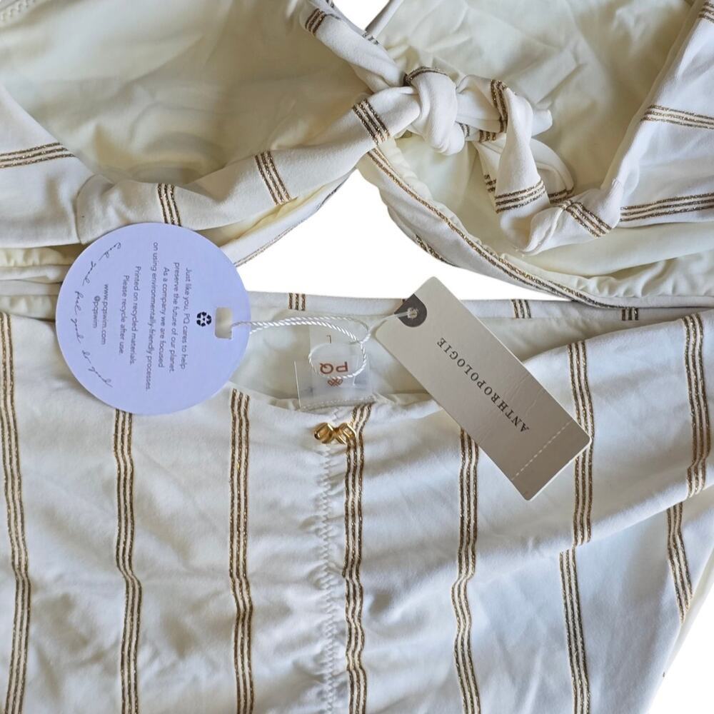 NWT Anthropologie white striped PQ Bikini - Picture 4 of 7